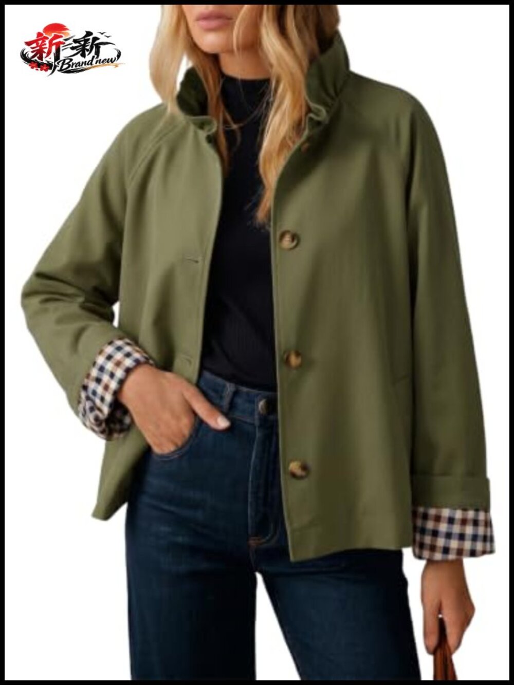 Women's Single Breasted Trench Coat Lightweight Long Sleeve with Pockets